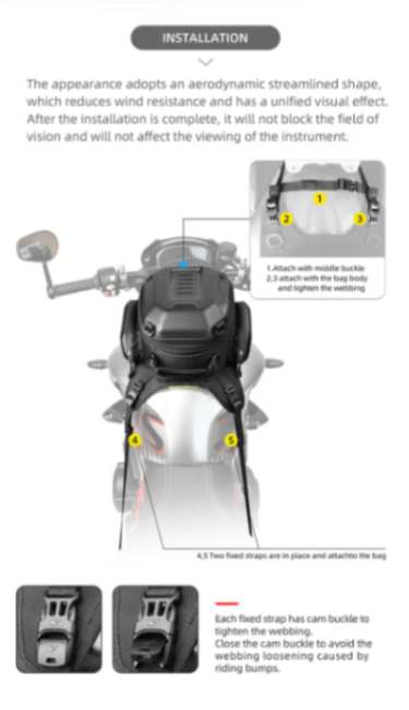 Rhinowalk 15-18l Motorcycle Tank bag Expanded Hard Shell Fuel Tank Bag for Motorcycle Bikes Tail Bag (MTR3001)