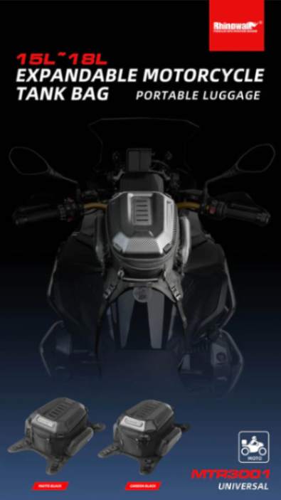 Rhinowalk 15-18l Motorcycle Tank bag Expanded Hard Shell Fuel Tank Bag for Motorcycle Bikes Tail Bag (MTR3001)