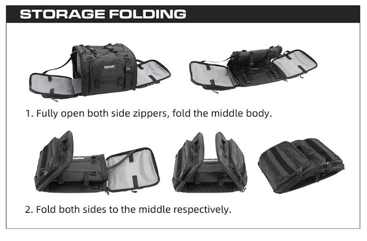 Rhinowalk 19-26L Deluxe Cruiser Tail Bag Motorcycle Tail Trunk Luggage Motorbike Large Capacity Touring Pack for Adventure (MT4026)