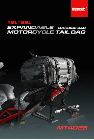 Rhinowalk 19-26L Deluxe Cruiser Tail Bag Motorcycle Tail Trunk Luggage Motorbike Large Capacity Touring Pack for Adventure (MT4026)