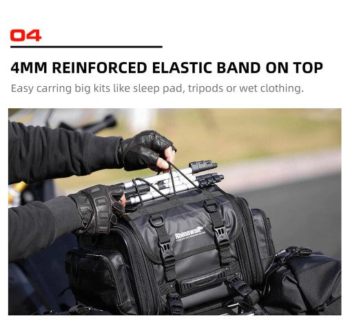 Rhinowalk 19-26L Deluxe Cruiser Tail Bag Motorcycle Tail Trunk Luggage Motorbike Large Capacity Touring Pack for Adventure (MT4026)