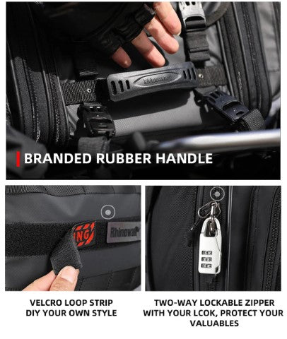 Rhinowalk 19-26L Deluxe Cruiser Tail Bag Motorcycle Tail Trunk Luggage Motorbike Large Capacity Touring Pack for Adventure (MT4026)