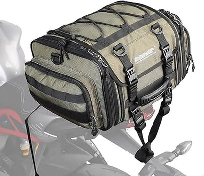 Rhinowalk 19-26L Motorcycle Tail Bag-Deluxe Touring Luggage Pack (Olive)-MT4026