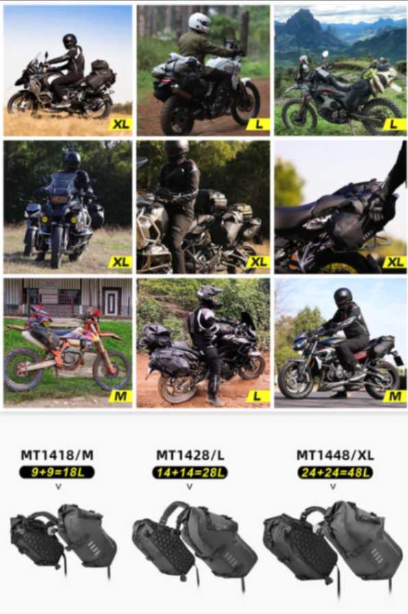 Rhinowalk 28 Liter Waterproof Pannier Bag for Motorcycle Adventure High Quality Motorbike Saddle Drypack-Pair (MT1428)