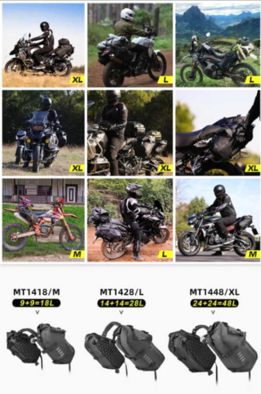 Rhinowalk 28 Liter Waterproof Pannier Bag for Motorcycle Adventure High Quality Motorbike Saddle Drypack-Pair (MT1428)
