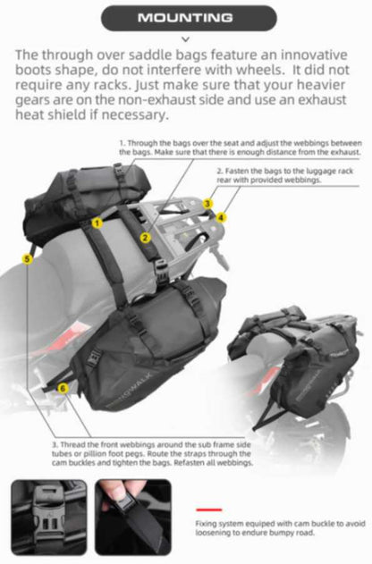Rhinowalk 28 Liter Waterproof Pannier Bag for Motorcycle Adventure High Quality Motorbike Saddle Drypack-Pair (MT1428)