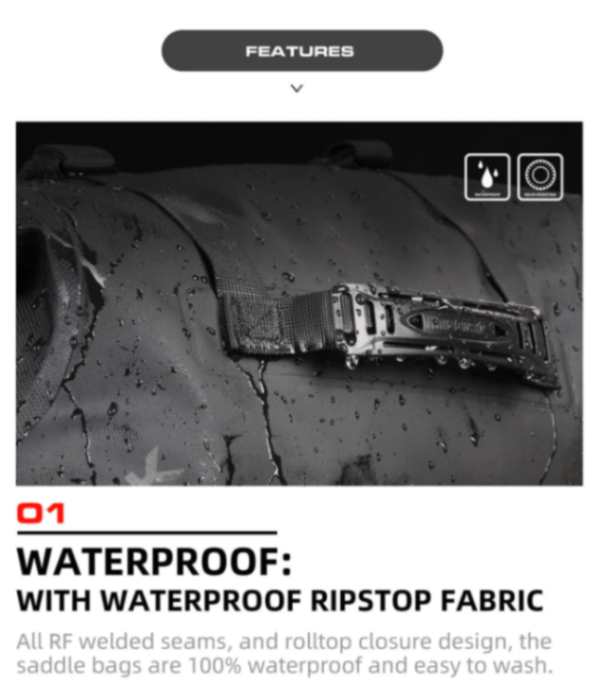 Rhinowalk 28 Liter Waterproof Pannier Bag for Motorcycle Adventure High Quality Motorbike Saddle Drypack-Pair (MT1428)