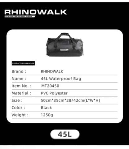 Rhinowalk 45L Waterproof Motorcycle Duffle Bag Heavy Duty Motorcycle Dry Tail Tool Bag for Adventure Bike (MT20450)