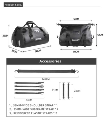 Rhinowalk 45L Waterproof Motorcycle Duffle Bag Heavy Duty Motorcycle Dry Tail Tool Bag for Adventure Bike (MT20450)