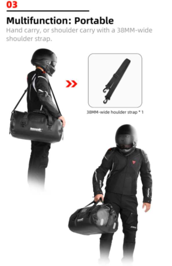 Rhinowalk 45L Waterproof Motorcycle Duffle Bag Heavy Duty Motorcycle Dry Tail Tool Bag for Adventure Bike (MT20450)