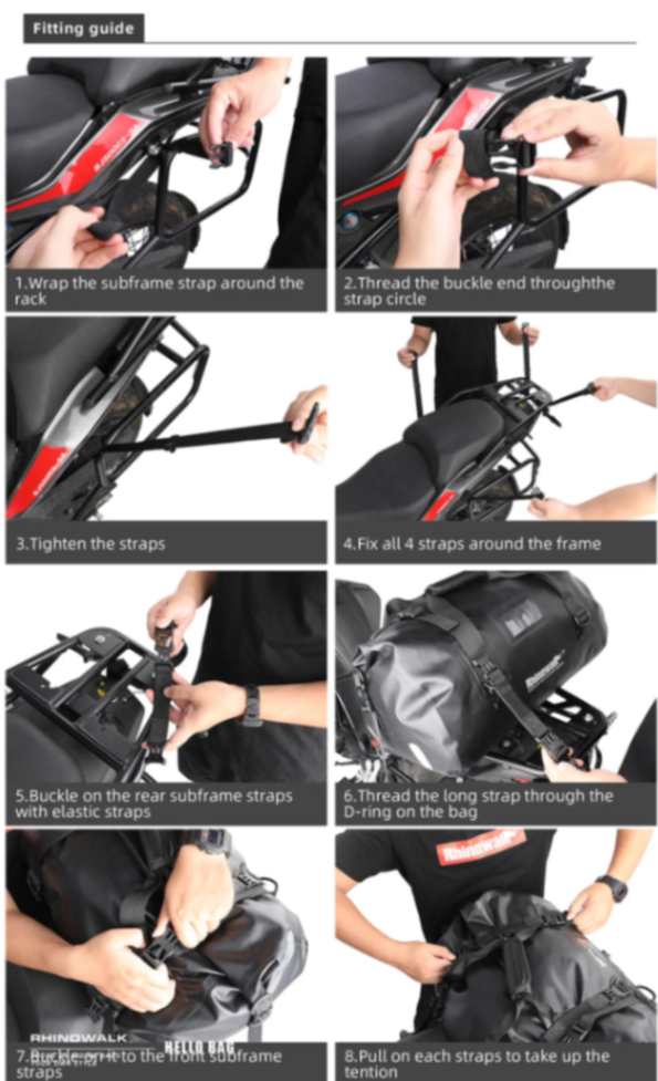 Rhinowalk 45L Waterproof Motorcycle Duffle Bag Heavy Duty Motorcycle Dry Tail Tool Bag for Adventure Bike (MT20450)