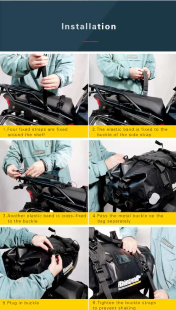 Rhinowalk 65L Motorcycle Waterproof Bag Large Capacity Motorcycle Dry Duffel Bag (MT20650)