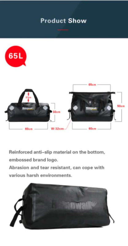 Rhinowalk 65L Motorcycle Waterproof Bag Large Capacity Motorcycle Dry Duffel Bag (MT20650)