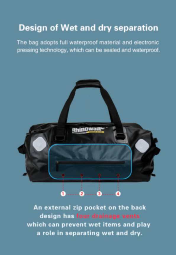Rhinowalk 65L Motorcycle Waterproof Bag Large Capacity Motorcycle Dry Duffel Bag (MT20650)