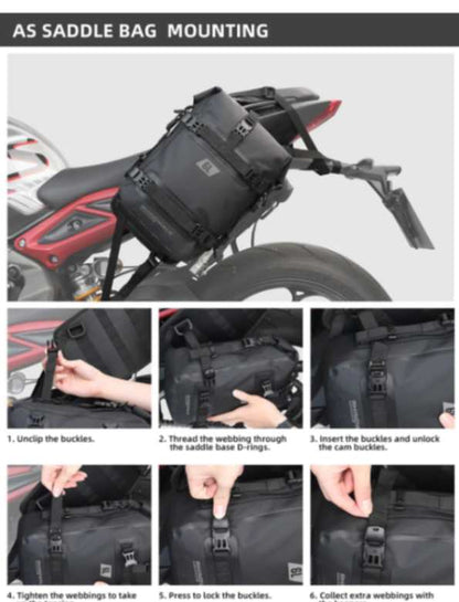Rhinowalk Crash Bar Dry Bags Waterproof Motorcycle Bag for Crash Bar Motorbike Bumper Bag for Tail Side Seat Motorcycle Pack (Black) (MT2206)