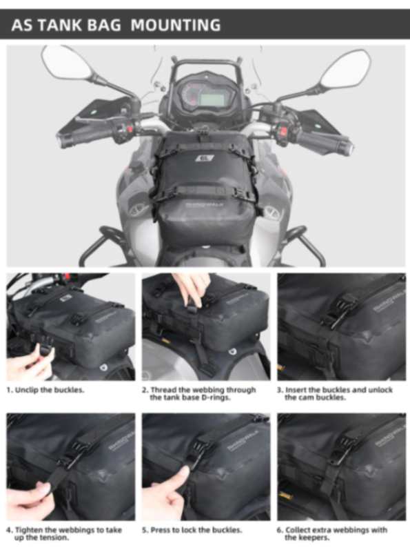Rhinowalk Crash Bar Dry Bags Waterproof Motorcycle Bag for Crash Bar Motorbike Bumper Bag for Tail Side Seat Motorcycle Pack (Black) (MT2206)