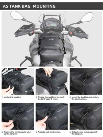 Rhinowalk Crash Bar Dry Bags Waterproof Motorcycle Bag for Crash Bar Motorbike Bumper Bag for Tail Side Seat Motorcycle Pack (Black) (MT2206)