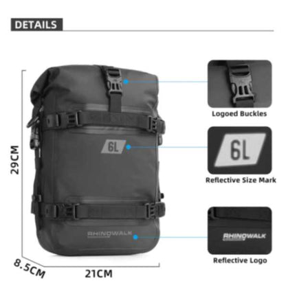 Rhinowalk Crash Bar Dry Bags Waterproof Motorcycle Bag for Crash Bar Motorbike Bumper Bag for Tail Side Seat Motorcycle Pack (Black) (MT2206)