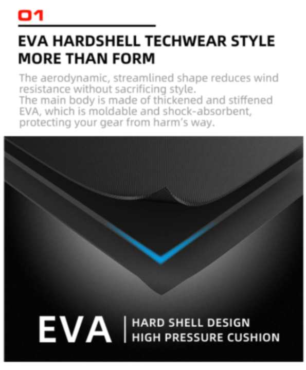 Rhinowalk Hard Shell Tail Bag for Expandable 23L-35L Motorcycle Saddle Tail Seat Bags for Motorbike Luggage Accessory (MT2335) - Carbon Black