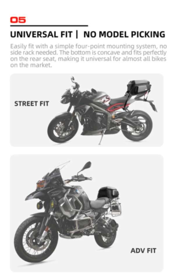 Rhinowalk Hard Shell Tail Bag for Expandable 23L-35L Motorcycle Saddle Tail Seat Bags for Motorbike Luggage Accessory (MT2335) - Carbon Black