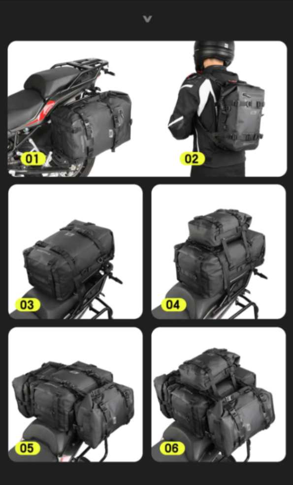 Rhinowalk Motorcycle Backpack 8L Waterproof Motorbike Seat Tail Bag for Adventure Welded Seamless Side Saddle Motopack (MT2208)