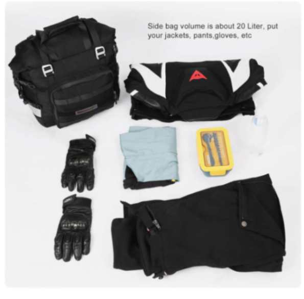 Rhinowalk Motorcycle SaddleBag 20L Sturdy Drift Bike Saddle Seat Side Bag for Motorbike Luggage Touring Adventure (Single Unit) (MT2040)