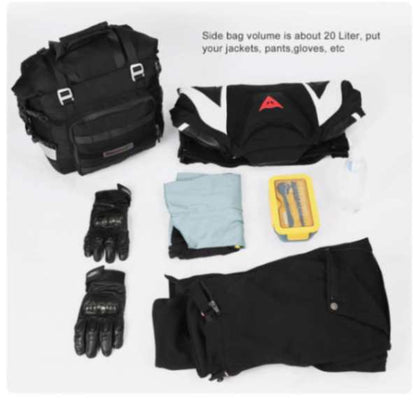 Rhinowalk Motorcycle SaddleBag 20L Sturdy Drift Bike Saddle Seat Side Bag for Motorbike Luggage Touring Adventure (Single Unit) (MT2040)