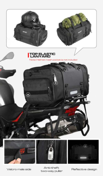 Rhinowalk Motorcycle Tail Bag Motorbike Rear Seat Bag 40-60 liter Large Capacity Motopack Bag (MT4060)