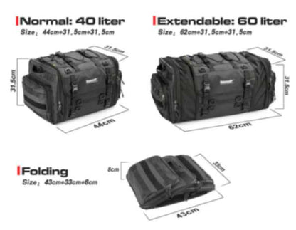 Rhinowalk Motorcycle Tail Bag Motorbike Rear Seat Bag 40-60 liter Large Capacity Motopack Bag (MT4060)
