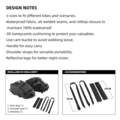 Rhinowalk Motorcycle Waterproof Saddle Bag 48L Bike Tail Seat Luggage for Off/On Road ADV Long Distance Touring (Pair-Set) (MT1448)