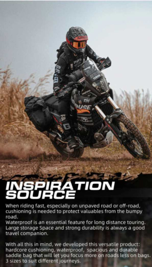 Rhinowalk Motorcycle Waterproof Saddle Bag 48L Bike Tail Seat Luggage for Off/On Road ADV Long Distance Touring (Pair-Set) (MT1448)