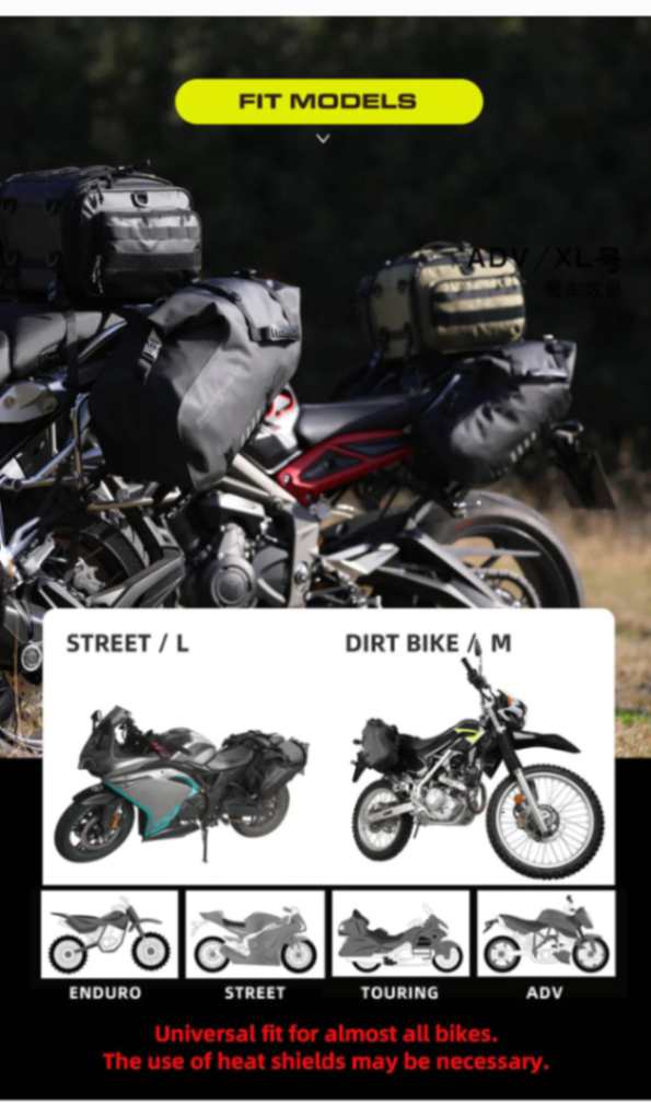 Rhinowalk Motorcycle Waterproof Saddle Bag 48L Bike Tail Seat Luggage for Off/On Road ADV Long Distance Touring (Pair-Set) (MT1448)