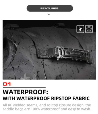 Rhinowalk Motorcycle Waterproof Saddle Bag 48L Bike Tail Seat Luggage for Off/On Road ADV Long Distance Touring (Pair-Set) (MT1448)