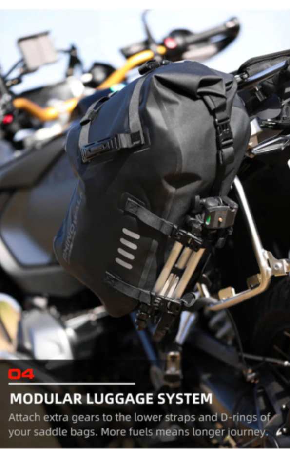 Rhinowalk Motorcycle Waterproof Saddle Bag 48L Bike Tail Seat Luggage for Off/On Road ADV Long Distance Touring (Pair-Set) (MT1448)