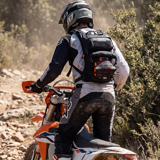 Rhinowalk 10L Motorcycle Riding Backpack, Adventure Hydration Backpack with Protective Back Padding, Rain Cover & Chest Pack Compatibility Orange (MCY2602OE)