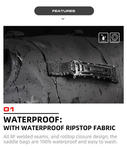 Rhinowalk 18L Rack less Pannier Saddle Soft Bags for Motorcycle Bike Outdoor Adventure Waterproof Side Motorbike Drypack (Pair-Set) (MT1418)