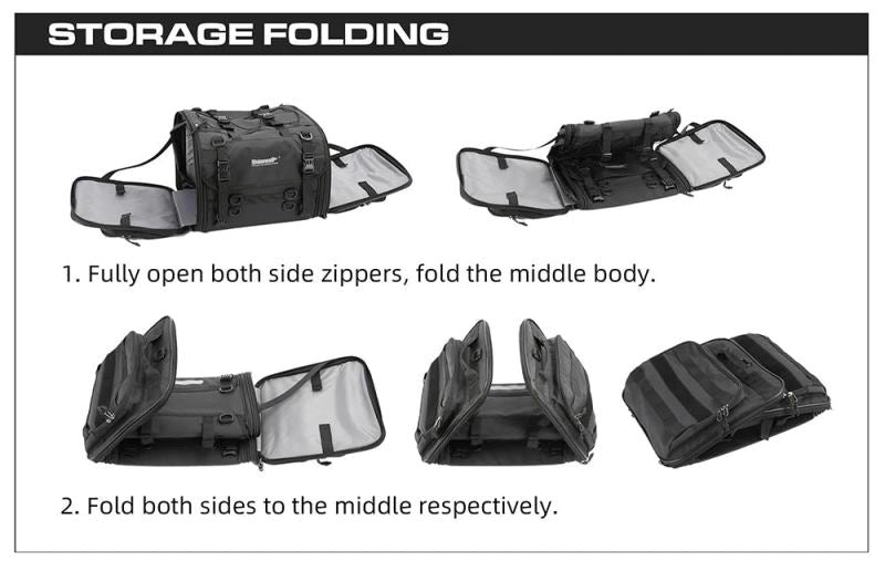 Rhinowalk 19-26L Deluxe Cruiser Tail Bag Motorcycle Tail Trunk Luggage Motorbike Large Capacity Touring Pack for Adventure (MT4026)