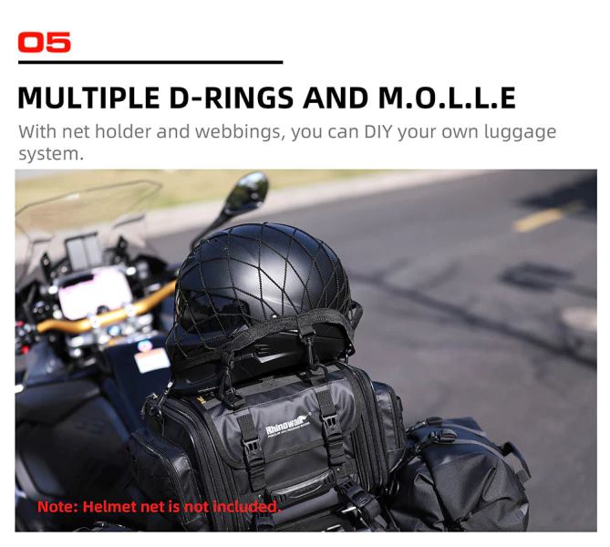 Rhinowalk 19-26L Deluxe Cruiser Tail Bag Motorcycle Tail Trunk Luggage Motorbike Large Capacity Touring Pack for Adventure (MT4026)