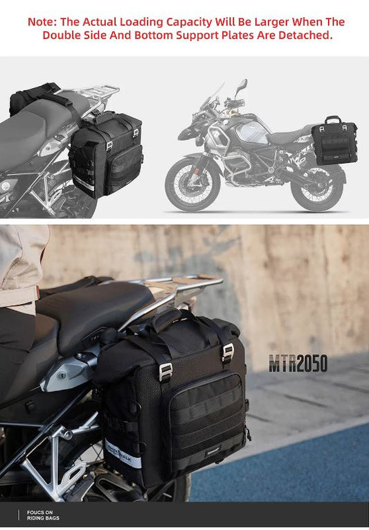 Rhinowalk 25L Motorcycle Side Bag Motorbike Seat Saddle Tail Bag for ADV Motorcycle Rear Rack Travel Luggages (Single Unit) (MTR2050) - Black