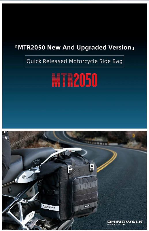 Rhinowalk 25L Motorcycle Side Bag Motorbike Seat Saddle Tail Bag for ADV Motorcycle Rear Rack Travel Luggages (Single Unit) (MTR2050) - Black