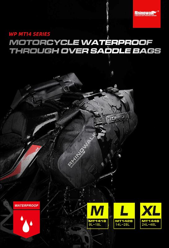 Rhinowalk 28 Liter Waterproof Pannier Bag for Motorcycle Adventure High Quality Motorbike Saddle Drypack-Pair (MT1428)