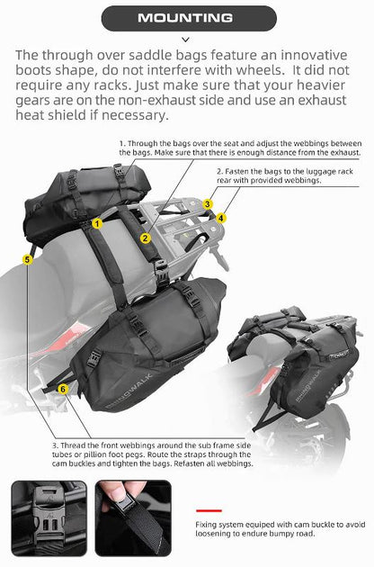 Rhinowalk 28 Liter Waterproof Pannier Bag for Motorcycle Adventure High Quality Motorbike Saddle Drypack-Pair (MT1428)
