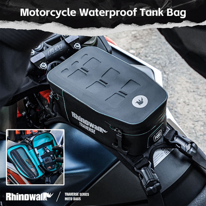 Rhinowalk 2L Compact Motorcycle Tank Bag Waterproof Motorbike Fuel Tank Storage Pack Durable TPU Material-MCY2601
