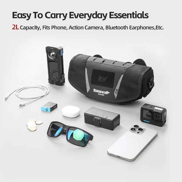 Rhinowalk 2L Motorcycle Handlebar Bag Versatile Secure Waterproof for Adventure Riders Off-Road & ADV Mounting (MJX2010)