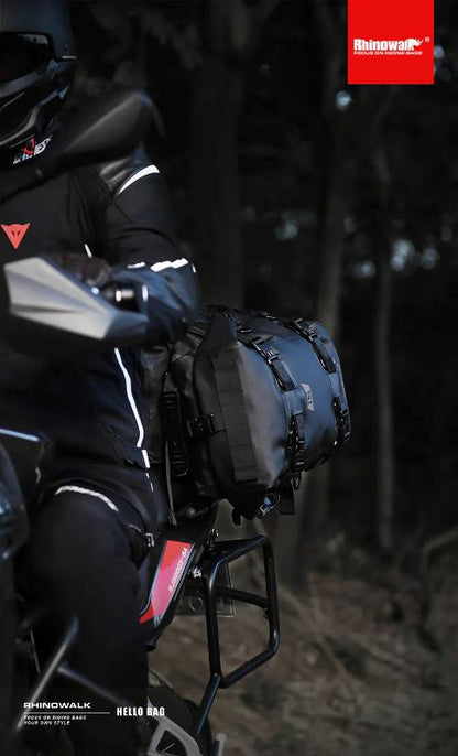 Rhinowalk 30L Motorcycle Black Backpack Waterproof Motorbike Seat Tail Bag Side Saddle Duffle Dry Bag for Motorcycle (MT2230)