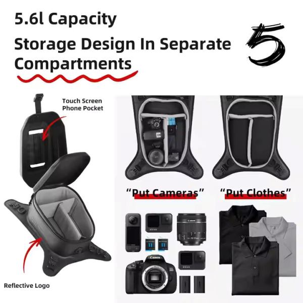 Rhinowalk 5.6 Liter Waterproof Motorcycle Tail Bag TPU Strap-On Tank Bag with Phone Holder for Motorbikes MTR2506