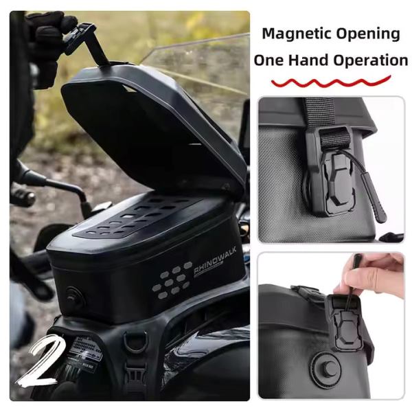 Rhinowalk 5.6 Liter Waterproof Motorcycle Tail Bag TPU Strap-On Tank Bag with Phone Holder for Motorbikes MTR2506
