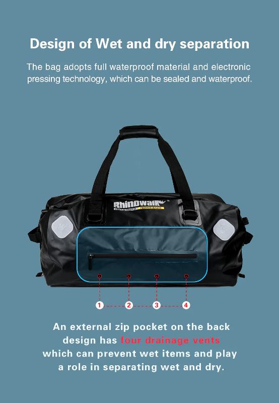 Rhinowalk 65L Motorcycle Waterproof Bag Large Capacity Motorcycle Dry Duffel Bag (MT20650)