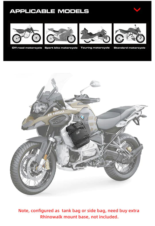 Rhinowalk Crash Bar Dry Bags Waterproof Motorcycle Bag for Crash Bar Motorbike Bumper Bag for Tail Side Seat Motorcycle Pack (Black) (MT2206)