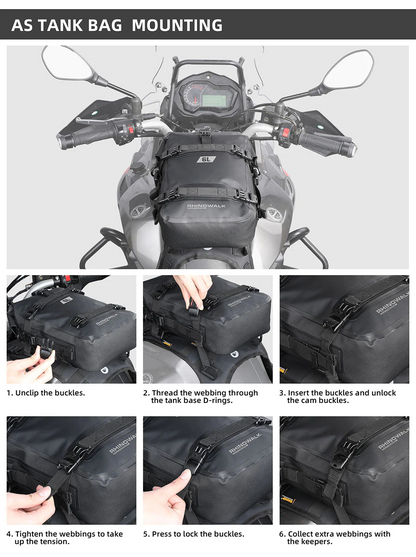 Rhinowalk Crash Bar Dry Bags Waterproof Motorcycle Bag for Crash Bar Motorbike Bumper Bag for Tail Side Seat Motorcycle Pack (Black) (MT2206)